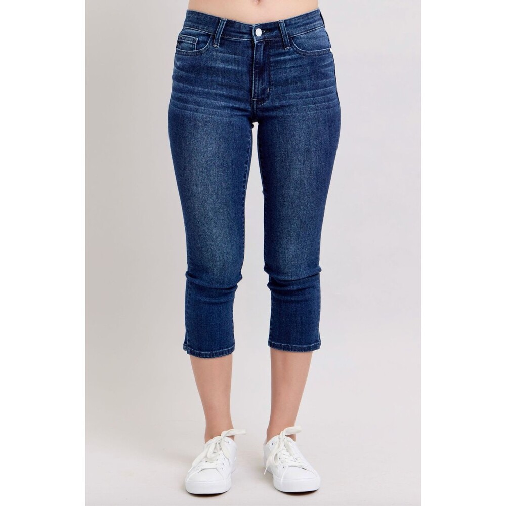 Judy Blue 72120 Dark Wash Side Slit Capri NWT Size 1